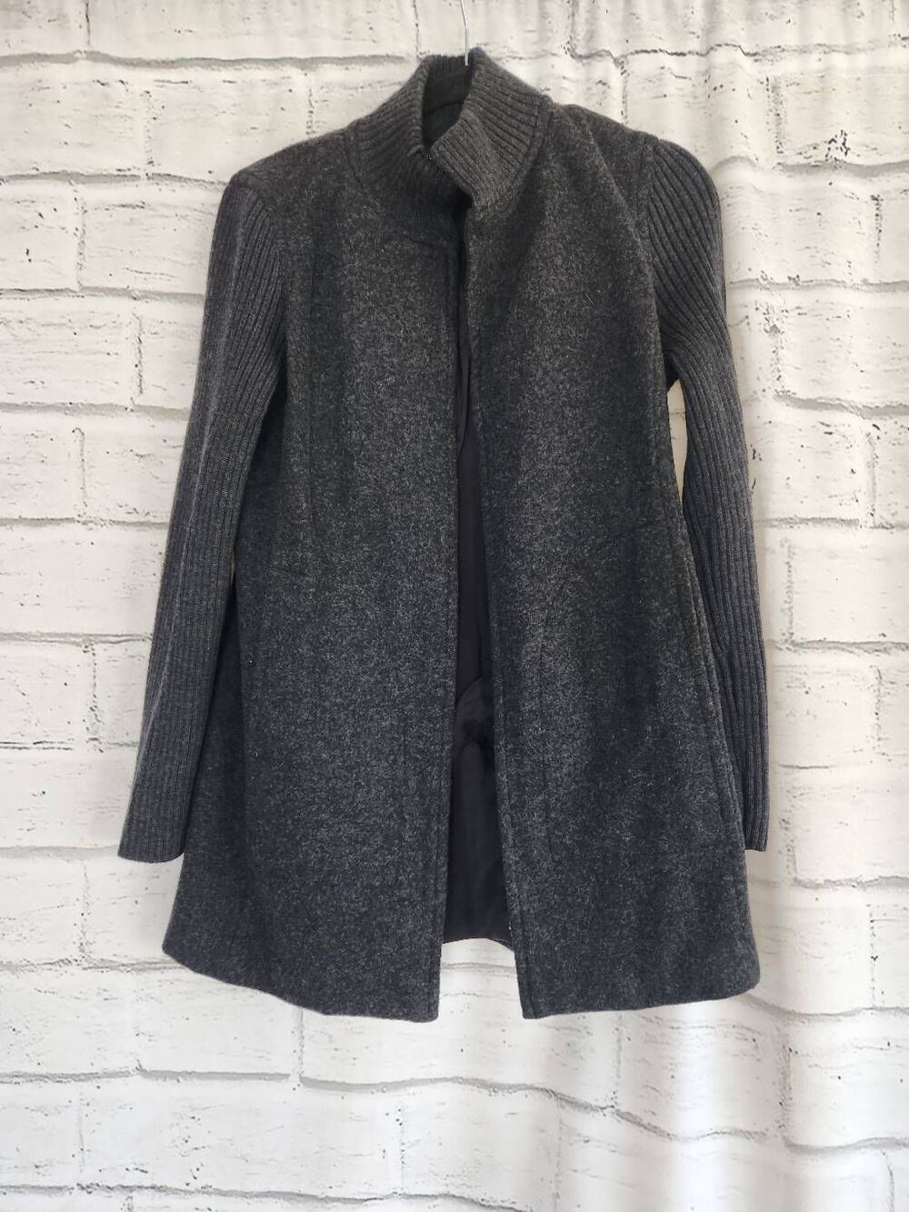Eileen Fisher Sweater Coat Womens Small Rayon Lined Charcoal Gray